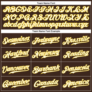 Custom Brown White Pinstripe White-Gold Authentic Baseball Jersey