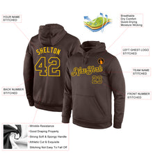 Load image into Gallery viewer, Custom Stitched Brown Brown-Gold Sports Pullover Sweatshirt Hoodie
