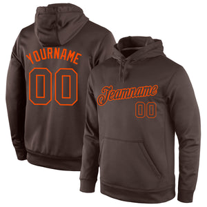 Custom Stitched Brown Brown-Orange Sports Pullover Sweatshirt Hoodie