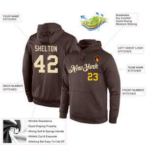 Custom Stitched Brown Cream-Gold Sports Pullover Sweatshirt Hoodie