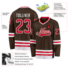 Load image into Gallery viewer, Custom Brown Red-White Hockey Jersey
