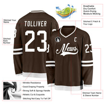 Load image into Gallery viewer, Custom Brown White Hockey Jersey

