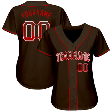 Custom Brown Red-White Authentic Drift Fashion Baseball Jersey