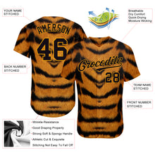 Load image into Gallery viewer, Custom Brown Black-Gold 3D Pattern Design Tiger Authentic Baseball Jersey
