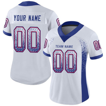 Custom White Royal-Red Drift Fashion Football Jersey