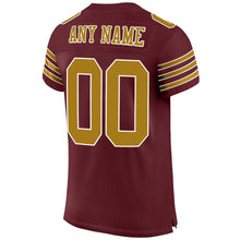 Load image into Gallery viewer, Custom Burgundy Old Gold-White Mesh Authentic Football Jersey
