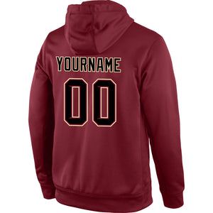 Custom Stitched Burgundy Black-Cream Sports Pullover Sweatshirt Hoodie