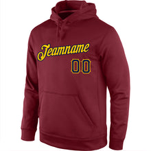 Load image into Gallery viewer, Custom Stitched Burgundy Navy-Gold Sports Pullover Sweatshirt Hoodie
