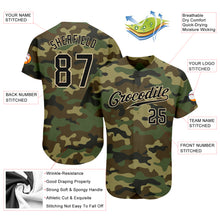Load image into Gallery viewer, Custom Camo Black-City Cream Authentic Salute To Service Baseball Jersey

