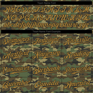 Custom Camo Old Gold-Black Authentic Salute To Service Baseball Jersey