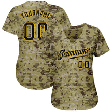 Load image into Gallery viewer, Custom Camo Black-Gold Authentic Salute To Service Baseball Jersey
