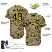 Load image into Gallery viewer, Custom Camo Black-Gold Authentic Salute To Service Baseball Jersey

