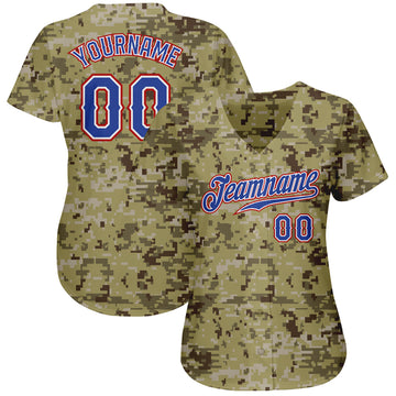 Custom Camo Royal-Red Authentic Salute To Service Baseball Jersey