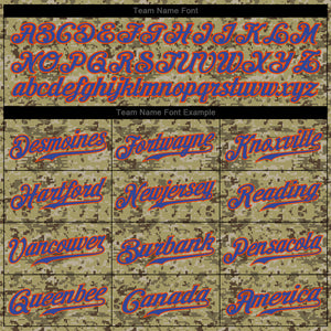 Custom Camo Royal-Orange Authentic Salute To Service Baseball Jersey