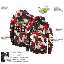 Load image into Gallery viewer, Custom Stitched Camo Black-Cream Sports Pullover Sweatshirt Salute To Service Hoodie
