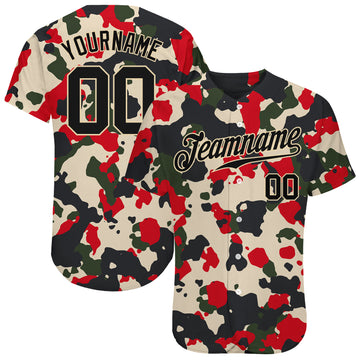 Custom Camo Black-Cream Authentic Salute To Service Baseball Jersey