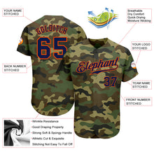 Load image into Gallery viewer, Custom Camo Navy-Orange Authentic Salute To Service Baseball Jersey
