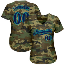 Load image into Gallery viewer, Custom Camo Navy-Teal Authentic Salute To Service Baseball Jersey
