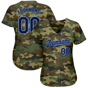 Custom Camo Navy-Powder Blue Authentic Salute To Service Baseball Jersey