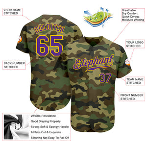 Custom Camo Purple-Gold Authentic Salute To Service Baseball Jersey