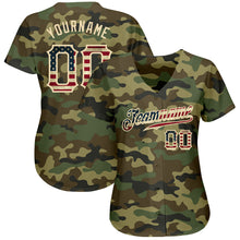 Load image into Gallery viewer, Custom Camo Vintage USA Flag-Cream Authentic Salute To Service Baseball Jersey
