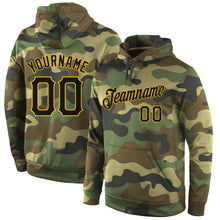 Load image into Gallery viewer, Custom Stitched Camo Black-Gold Sports Pullover Sweatshirt Salute To Service Hoodie

