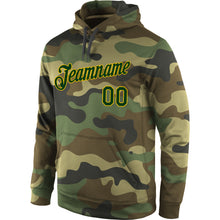 Load image into Gallery viewer, Custom Stitched Camo Green-Gold Sports Pullover Sweatshirt Salute To Service Hoodie
