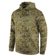 Load image into Gallery viewer, Custom Stitched Camo Olive-Cream Sports Pullover Sweatshirt Salute To Service Hoodie
