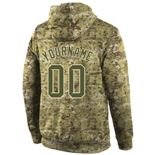 Load image into Gallery viewer, Custom Stitched Camo Olive-Cream Sports Pullover Sweatshirt Salute To Service Hoodie
