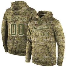 Load image into Gallery viewer, Custom Stitched Camo Olive-Cream Sports Pullover Sweatshirt Salute To Service Hoodie
