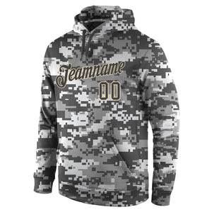 Custom Stitched Camo Steel Gray-Cream Sports Pullover Sweatshirt Salute To Service Hoodie