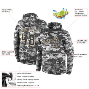 Custom Stitched Camo Steel Gray-Cream Sports Pullover Sweatshirt Salute To Service Hoodie