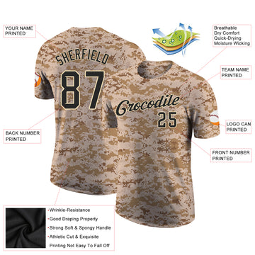 Custom Camo Black-Cream Performance Salute To Service T-Shirt