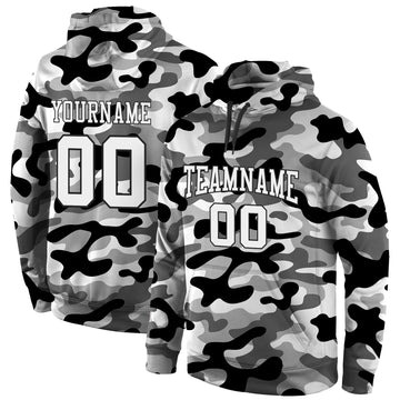 Custom Stitched Camo White-Black 3D Sports Pullover Sweatshirt Salute To Service Hoodie