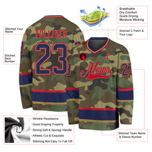 Load image into Gallery viewer, Custom Camo Navy-Red Salute To Service Hockey Jersey
