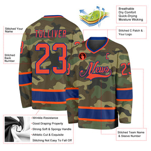 Custom Camo Orange-Royal Salute To Service Hockey Jersey