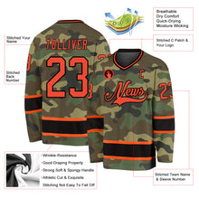 Load image into Gallery viewer, Custom Camo Orange-Black Salute To Service Hockey Jersey
