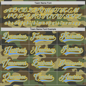 Custom Camo Light Blue-Gold Salute To Service Hockey Jersey