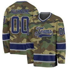 Load image into Gallery viewer, Custom Camo Navy-Gray Salute To Service Hockey Jersey
