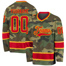 Load image into Gallery viewer, Custom Camo Red-Gold Salute To Service Hockey Jersey
