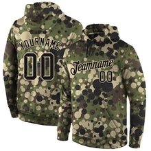 Load image into Gallery viewer, Custom Stitched Camo Black-Cream Sports Pullover Sweatshirt Salute To Service Hoodie
