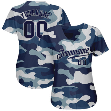 Custom Camo Navy-Gray Authentic Salute To Service Baseball Jersey