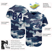 Load image into Gallery viewer, Custom Camo Navy-Gray Authentic Salute To Service Baseball Jersey

