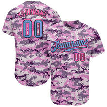 Load image into Gallery viewer, Custom Camo Light Blue-Pink Authentic Salute To Service Baseball Jersey
