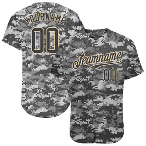 Custom Camo Steel Gray-Cream Authentic Salute To Service Baseball Jersey