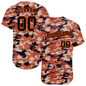 Custom Camo Black-Orange Authentic Salute To Service Baseball Jersey