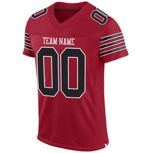 Load image into Gallery viewer, Custom Cardinal Black-White Mesh Authentic Football Jersey
