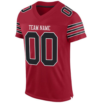 Custom Cardinal Black-White Mesh Authentic Football Jersey