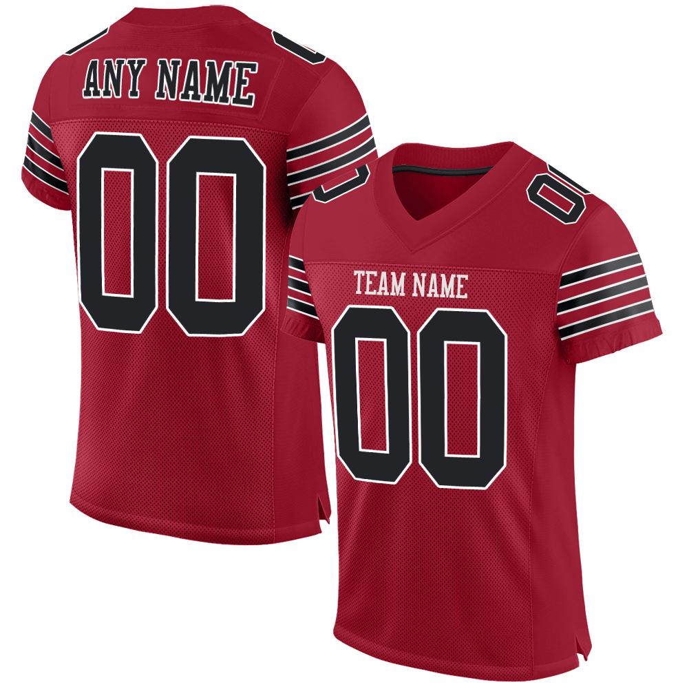 Custom Cardinal Black-White Mesh Authentic Football Jersey