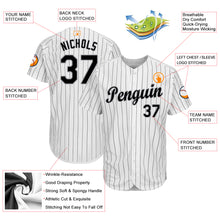 Load image into Gallery viewer, Custom White Black Pinstripe Black-Gray Baseball Jersey
